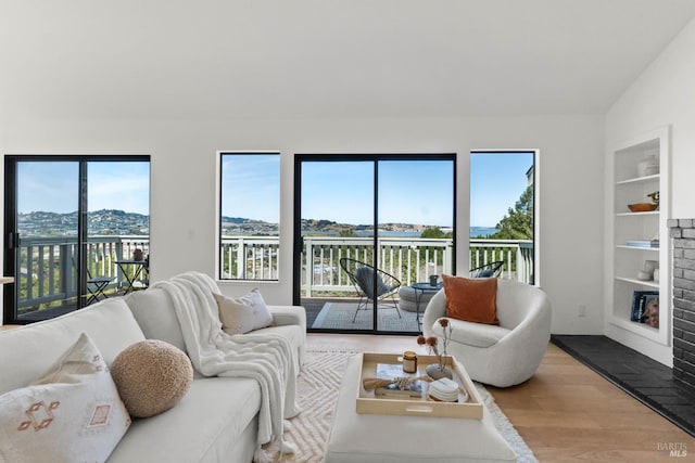 34 Laurel Dr, Corte Madera, CA 94925 - living area featuring wood finished floors, a fireplace, and built in features