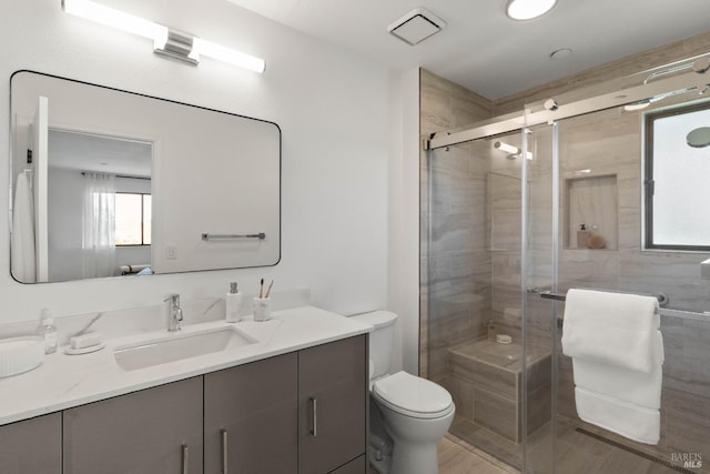 34 Laurel Dr, Corte Madera, CA 94925 - bathroom featuring vanity, a stall shower, and toilet