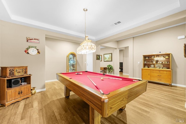 2234 Pullen Ln, Fairfield, CA 94533 - game room featuring a raised ceiling, light wood finished floors, baseboards, and pool table