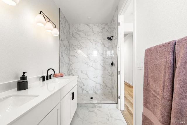 1480 Waterside Ln, Rohnert Park, CA 94928 - full bath with marble finish floors, a marble finish shower, and double vanity