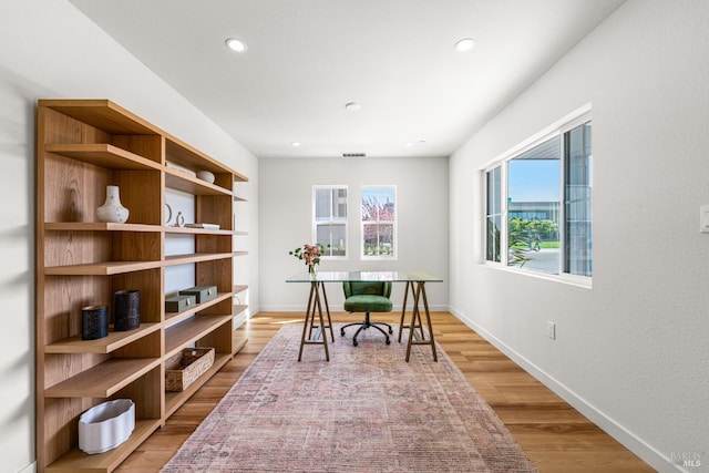 1480 Waterside Ln, Rohnert Park, CA 94928 - office area with baseboards, recessed lighting, and light wood-style floors