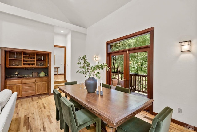 192 Carson Rd, Woodacre, CA 94973 - dining area with high vaulted ceiling and light wood-style floors