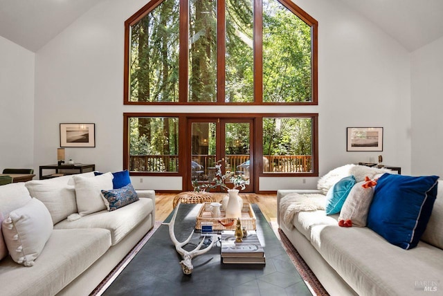 192 Carson Rd, Woodacre, CA 94973 - living room featuring high vaulted ceiling