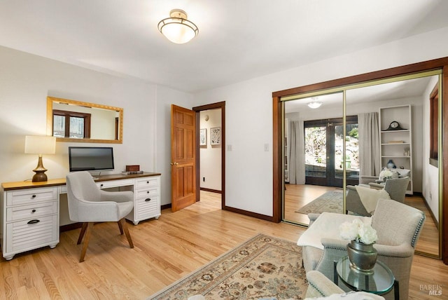 192 Carson Rd, Woodacre, CA 94973 - home office with light wood-style floors, french doors, and baseboards