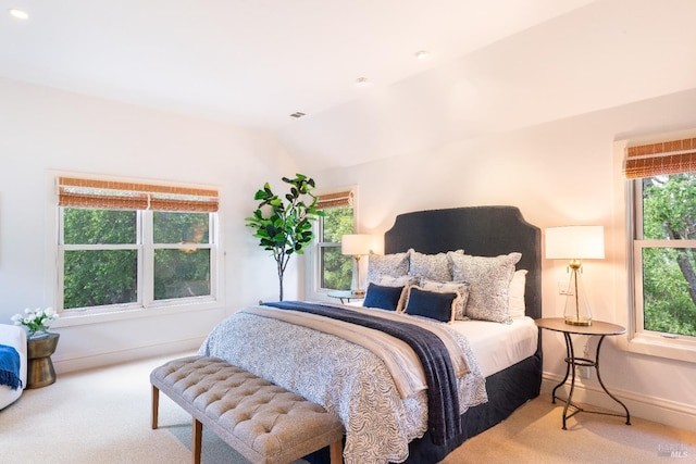 1330 Pine St, Saint Helena, CA 94574 - carpeted bedroom featuring baseboards, lofted ceiling, and recessed lighting
