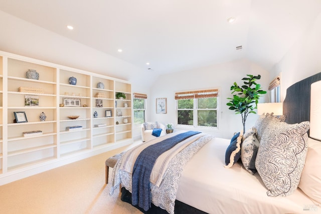 1330 Pine St, Saint Helena, CA 94574 - bedroom with lofted ceiling, carpet flooring, and recessed lighting