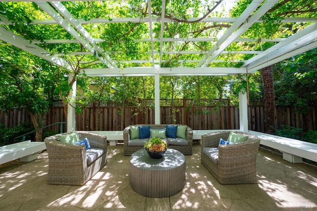 1330 Pine St, Saint Helena, CA 94574 - fenced backyard with an outdoor living space, a pergola, and a patio area