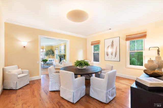1330 Pine St, Saint Helena, CA 94574 - dining area with ornamental molding, baseboards, and light wood finished floors