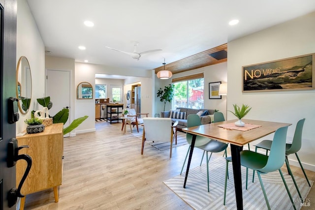 3051 Edison St, Graton, CA 95444 - dining area with plenty of natural light, light wood finished floors, recessed lighting, and baseboards