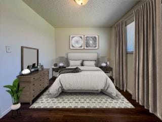 5972 Walerga Rd Unit 1, Sacramento, CA 95842 - bedroom with dark wood-style flooring and a textured ceiling