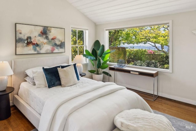 4 Cloud View Cir, Sausalito, CA 94965 - bedroom featuring wood finished floors, lofted ceiling, and baseboards