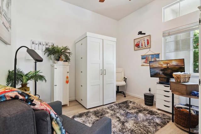 602 Summerset Dr, Rio Vista, CA 94571 - bedroom with light wood-type flooring, baseboards, and a ceiling fan