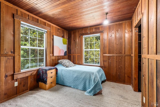 10520 Hwy 116, Forestville, CA 95436 - carpeted bedroom featuring wooden ceiling and wooden walls