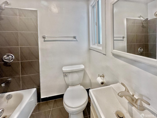 108 Naglee Ave, San Francisco, CA 94112 - bathroom featuring toilet, shower / tub combination, tile patterned floors, and a sink
