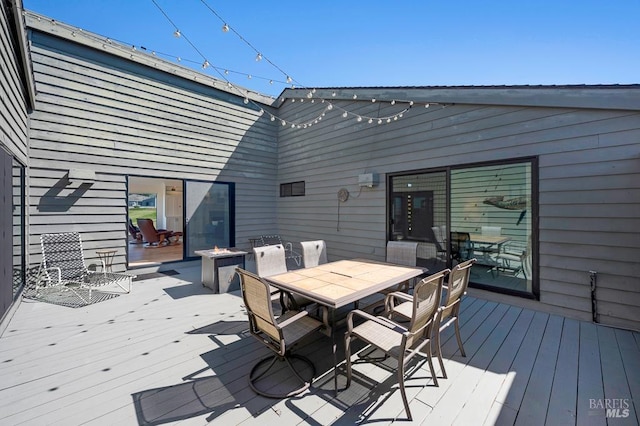 21199 Hummingbird Ct, Bodega Bay, CA 94923 - wooden terrace featuring outdoor dining area