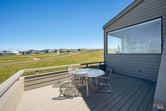 21199 Hummingbird Ct, Bodega Bay, CA 94923 - wooden deck with a residential view and outdoor dining area