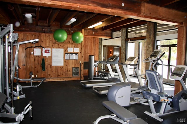 21199 Hummingbird Ct, Bodega Bay, CA 94923 - exercise room with wood walls