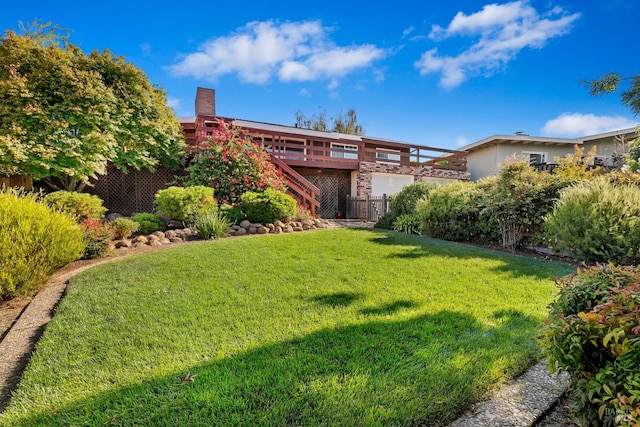 117 Farallon Dr, Vallejo, CA 94590 - view of yard with stairs and a wooden deck