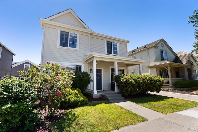 5208 Academy Dr, Fairfield, CA 94534 - view of front of house with a porch and a front yard