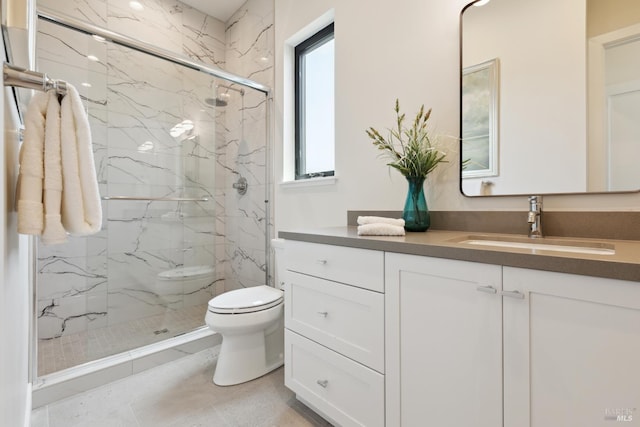 3704 Llyn Glaslyn Pl, Santa Rosa, CA 95403 - full bathroom featuring toilet, vanity, and a marble finish shower