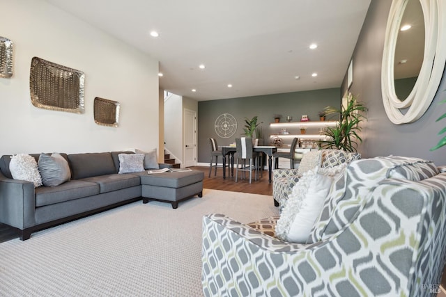 3704 Llyn Glaslyn Pl, Santa Rosa, CA 95403 - living area featuring recessed lighting, stairway, and wood finished floors