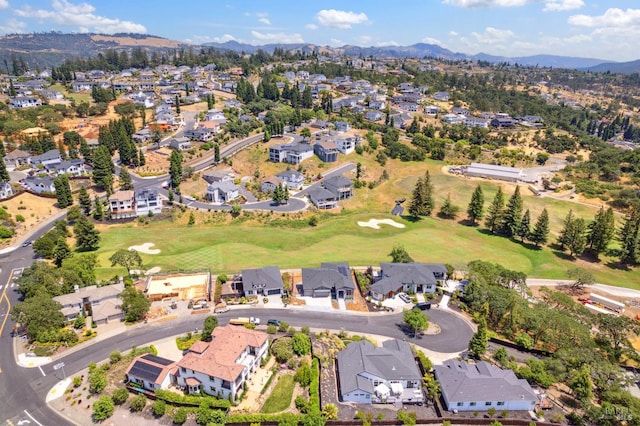 3704 Llyn Glaslyn Pl, Santa Rosa, CA 95403 - aerial view of property's location with nearby suburban area, a mountainous background, and a golf course