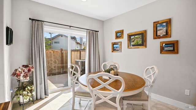 1212 Del Rancho Way, Petaluma, CA 94954 - dining space with light tile patterned floors and baseboards