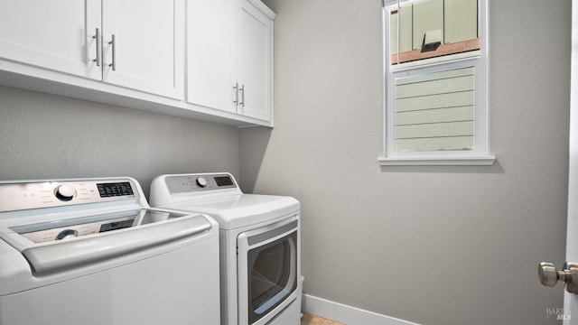 1212 Del Rancho Way, Petaluma, CA 94954 - laundry room featuring separate washer and dryer, cabinet space, and baseboards