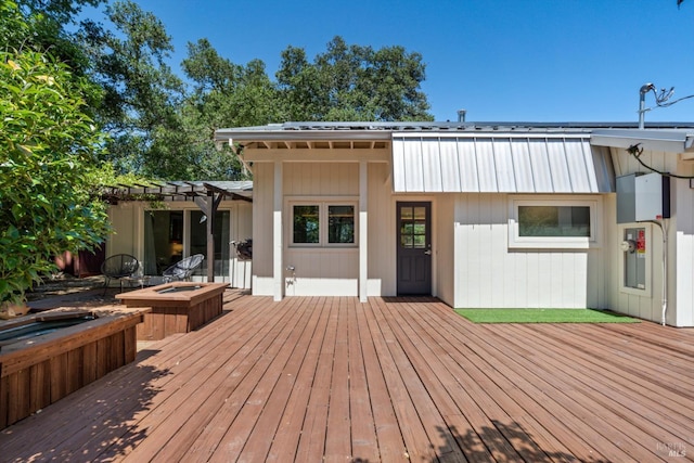 10 Waldruhe Hts, Glen Ellen, CA 95442 - deck with an outdoor fire pit and a pergola