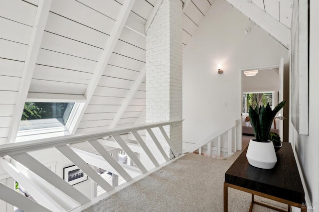 523 W Fairview Ave, Mill Valley, CA 94941 - hallway with carpet floors and an upstairs landing