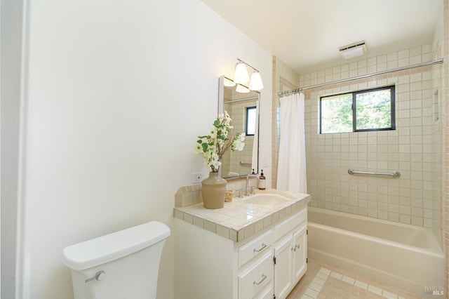 522 Blackstone Dr, San Rafael, CA 94903 - bathroom with toilet, tile patterned floors, vanity, and shower / tub combo
