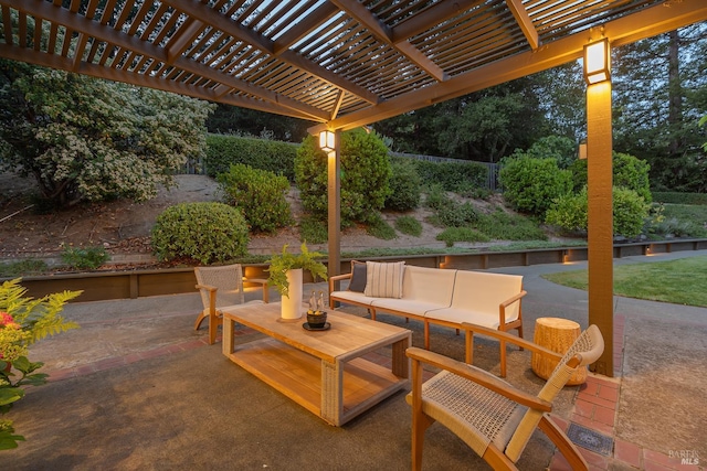 522 Blackstone Dr, San Rafael, CA 94903 - fenced backyard with an outdoor hangout area, a patio, and a pergola