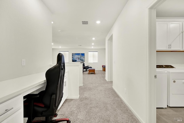 544 Oakham Dr, Vacaville, CA 95687 - office space with washer and clothes dryer, recessed lighting, and light carpet