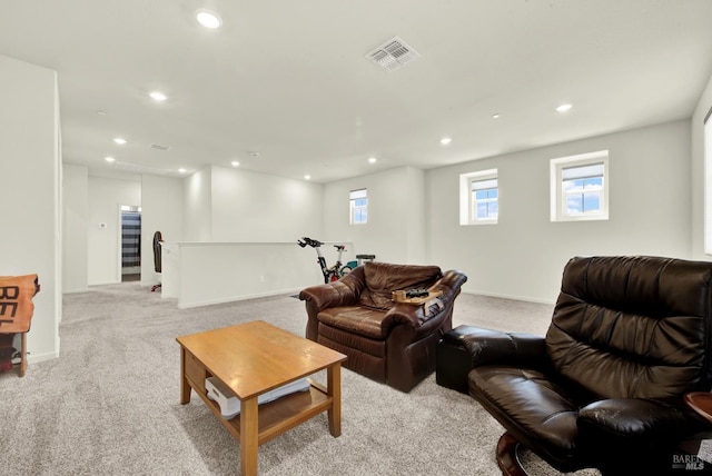 544 Oakham Dr, Vacaville, CA 95687 - living room with light carpet, recessed lighting, and baseboards