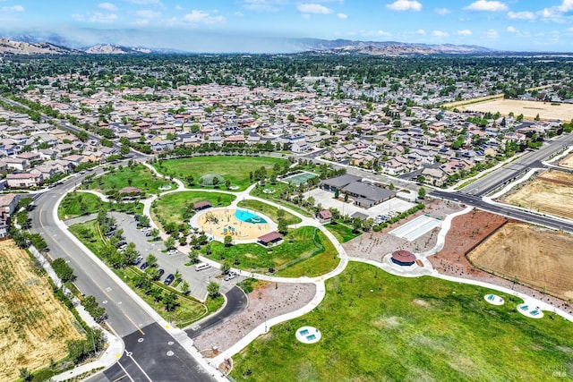 544 Oakham Dr, Vacaville, CA 95687 - aerial overview of property's location featuring a mountain backdrop