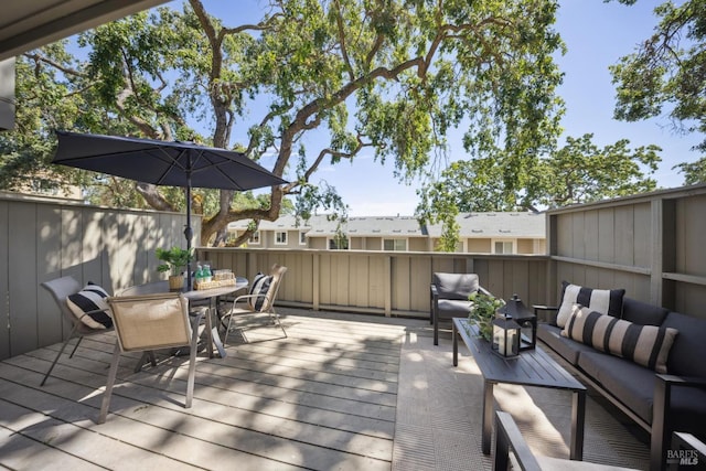 1259 Royal Oak Ter Unit A, Novato, CA 94947 - wooden deck with an outdoor hangout area and outdoor dining space