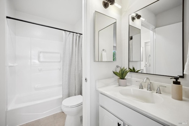 1259 Royal Oak Ter Unit A, Novato, CA 94947 - bathroom featuring vanity, toilet, shower / tub combo, and tile patterned floors