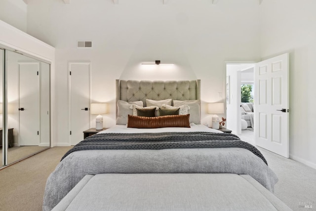 2647 Heatherstone Dr, San Rafael, CA 94903 - carpeted bedroom featuring a towering ceiling, baseboards, and a closet