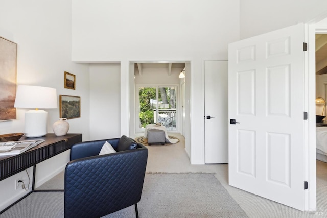 2647 Heatherstone Dr, San Rafael, CA 94903 - carpeted living area with a towering ceiling