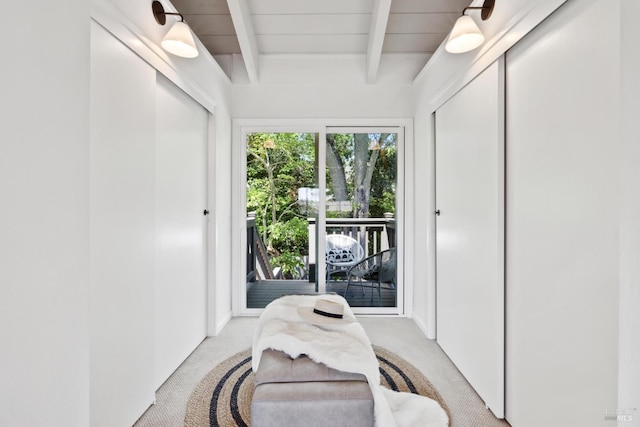 2647 Heatherstone Dr, San Rafael, CA 94903 - sitting room with carpet floors and beamed ceiling