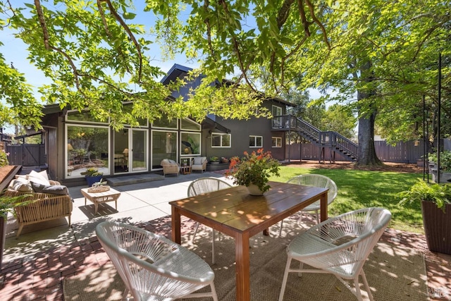 2647 Heatherstone Dr, San Rafael, CA 94903 - view of patio with stairway and outdoor dining space