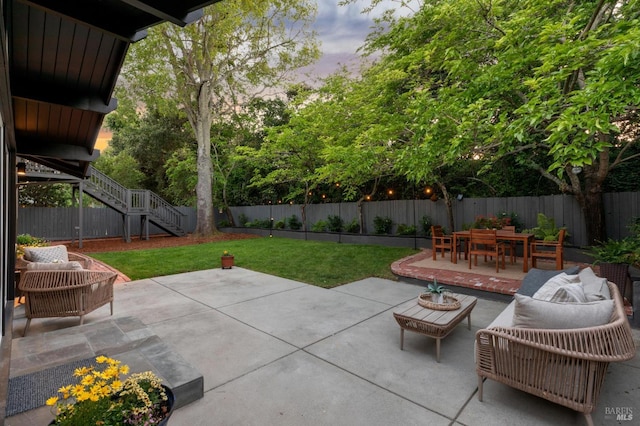 2647 Heatherstone Dr, San Rafael, CA 94903 - view of patio with stairway and outdoor dining space