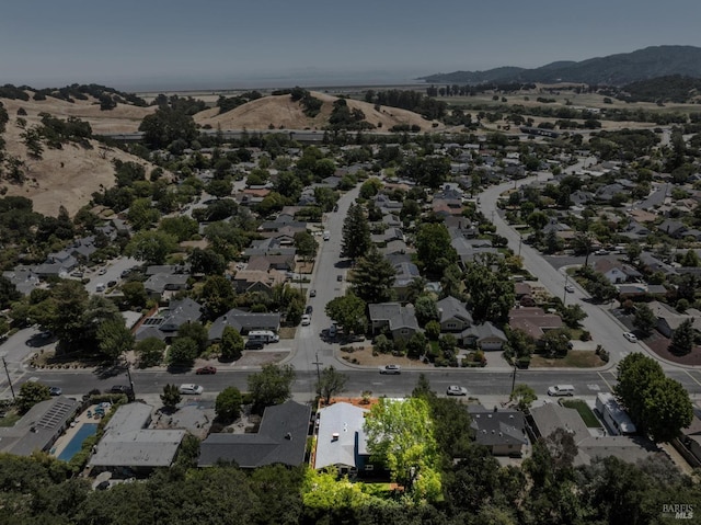 2647 Heatherstone Dr, San Rafael, CA 94903 - aerial overview of property's location with a mountain backdrop and nearby suburban area