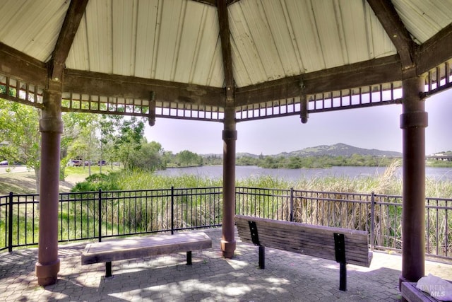 52 Margarita Ter, Novato, CA 94947 - view of patio with a gazebo and a water view