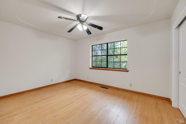19828 Greenview Dr, Twain Harte, CA 95383 - empty room featuring baseboards, light wood-type flooring, and a ceiling fan