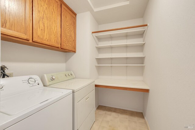 19828 Greenview Dr, Twain Harte, CA 95383 - washroom with cabinet space, washer and dryer, baseboards, and light floors