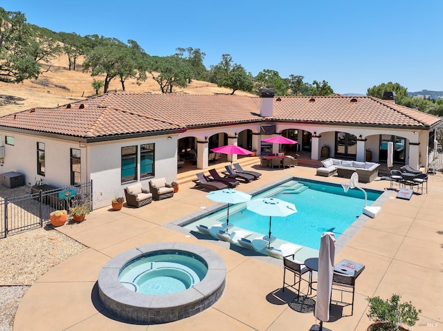 1745 Durbin Ln, Fairfield, CA 94534 - swimming pool with outdoor lounge area, an in-ground hot tub, and a patio