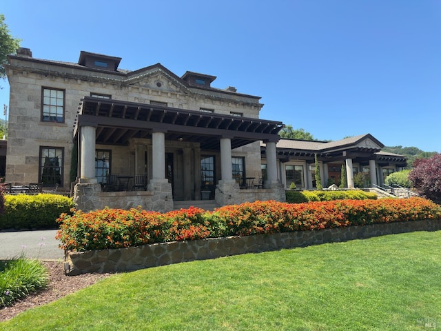 1745 Durbin Ln, Fairfield, CA 94534 - back of house with a yard and stone siding