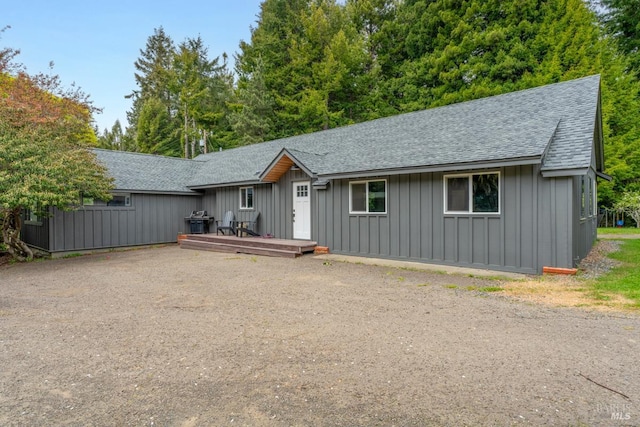 43390 Comptche Ukiah Rd, Mendocino, CA 95460 - ranch-style house featuring board and batten siding, roof with shingles, and a deck