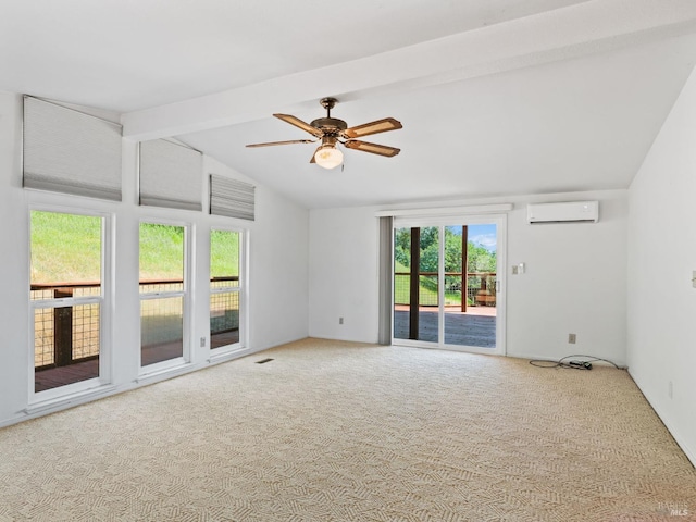 31300 Pine Mountain Rd, Cloverdale, CA 95425 - empty room with an AC wall unit, healthy amount of natural light, carpet, and ceiling fan